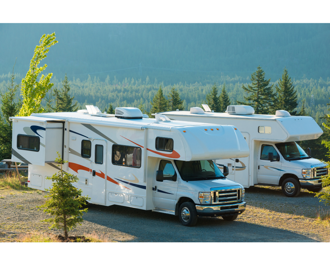 Motorhome parked in an open landscape