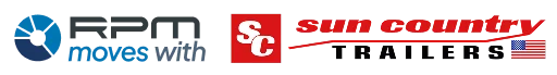 RPM moves with Sun Country Trailers logo lockup